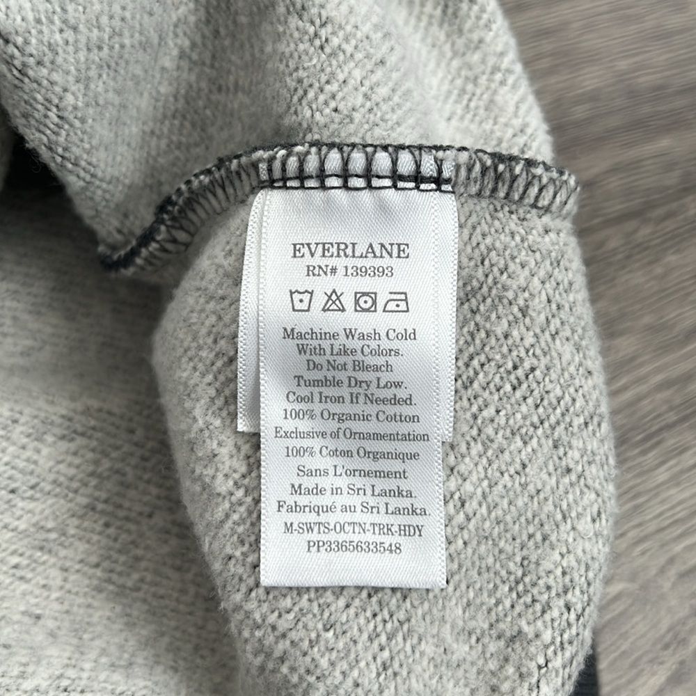 EVERLANE Hoodie Mens Medium The Track Organic Cotton Heather Gray Retro 90s NWT - Picture 9 of 12